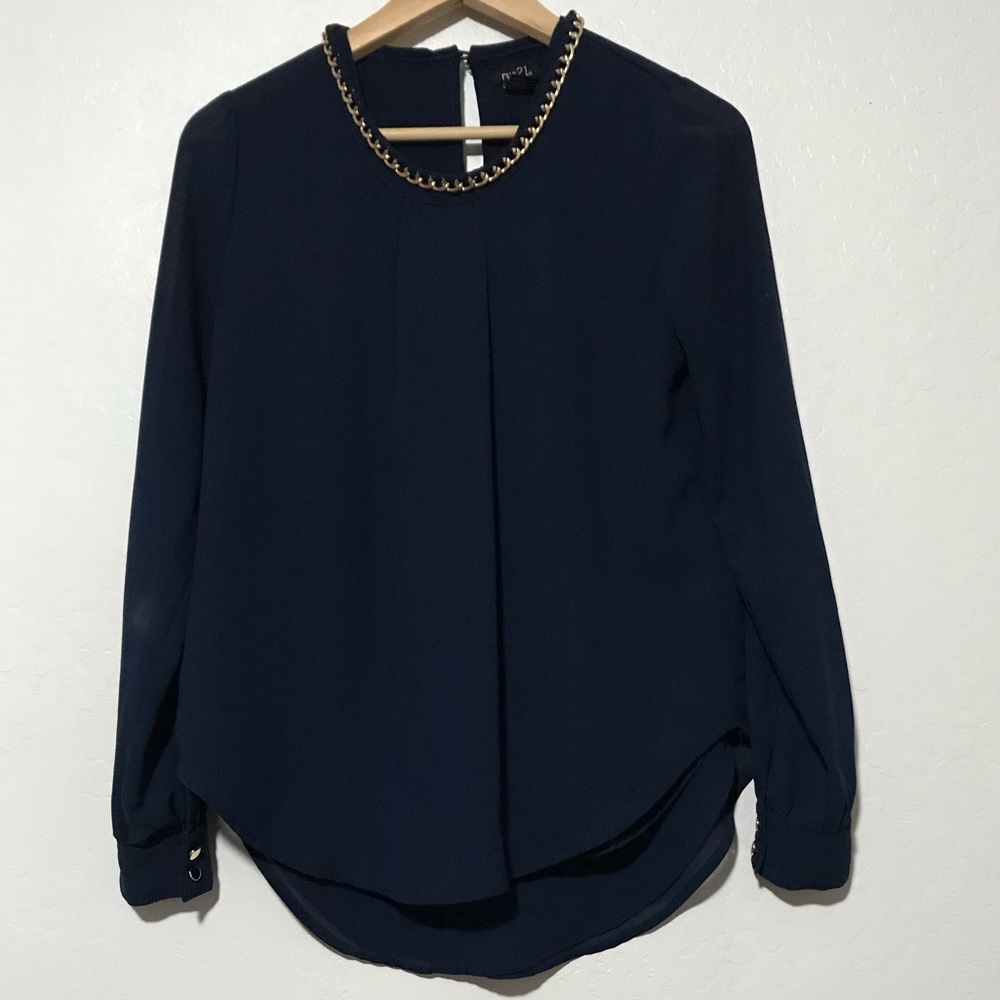 Lng Sleeve Blouse with attached Necklace